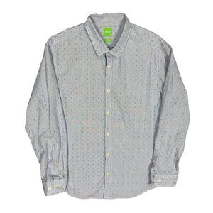 Hugo Boss Dress Shirt Long Sleeve Striped Regular Fit Cotton Blue 16 1/2 Large